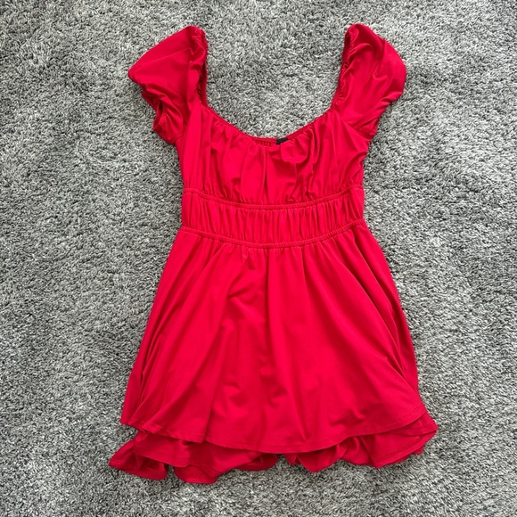 Red Ruffle Mini Dress - Picture 2 of 2